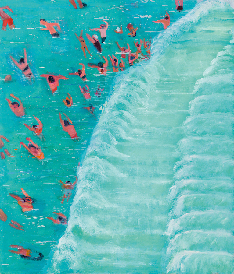 Katherine Bradford. Fear of Waves, 2015. Oil on canvas. 84 x 72 in.