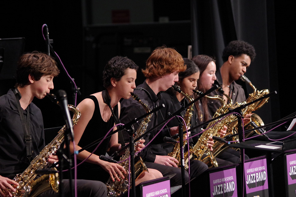 Members of Garfield High School Jazz band during a concert