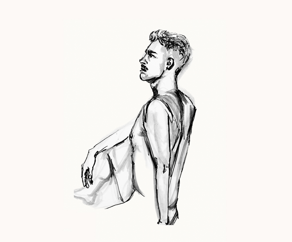 A sketch of a figure drawing model