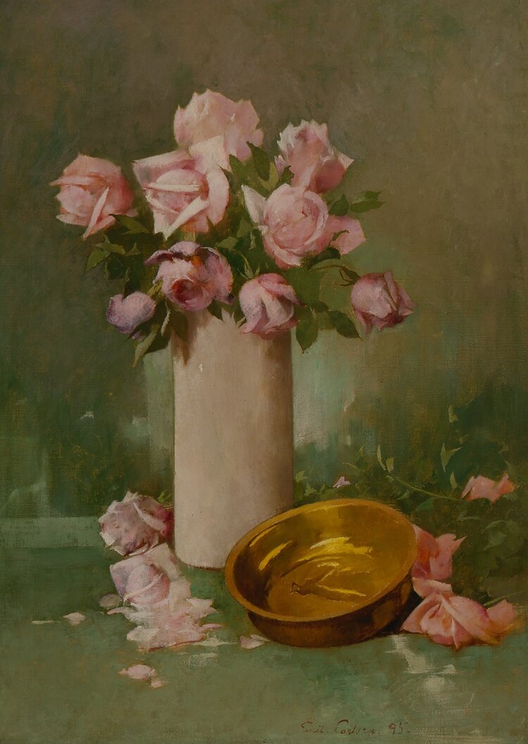 Emil Carlsen. Roses, 1895. Oil on canvas. 35 1/8 x 25 in. Frye Art Museum, Founding Collection, Gift of Charles and Emma Frye, 1952.023