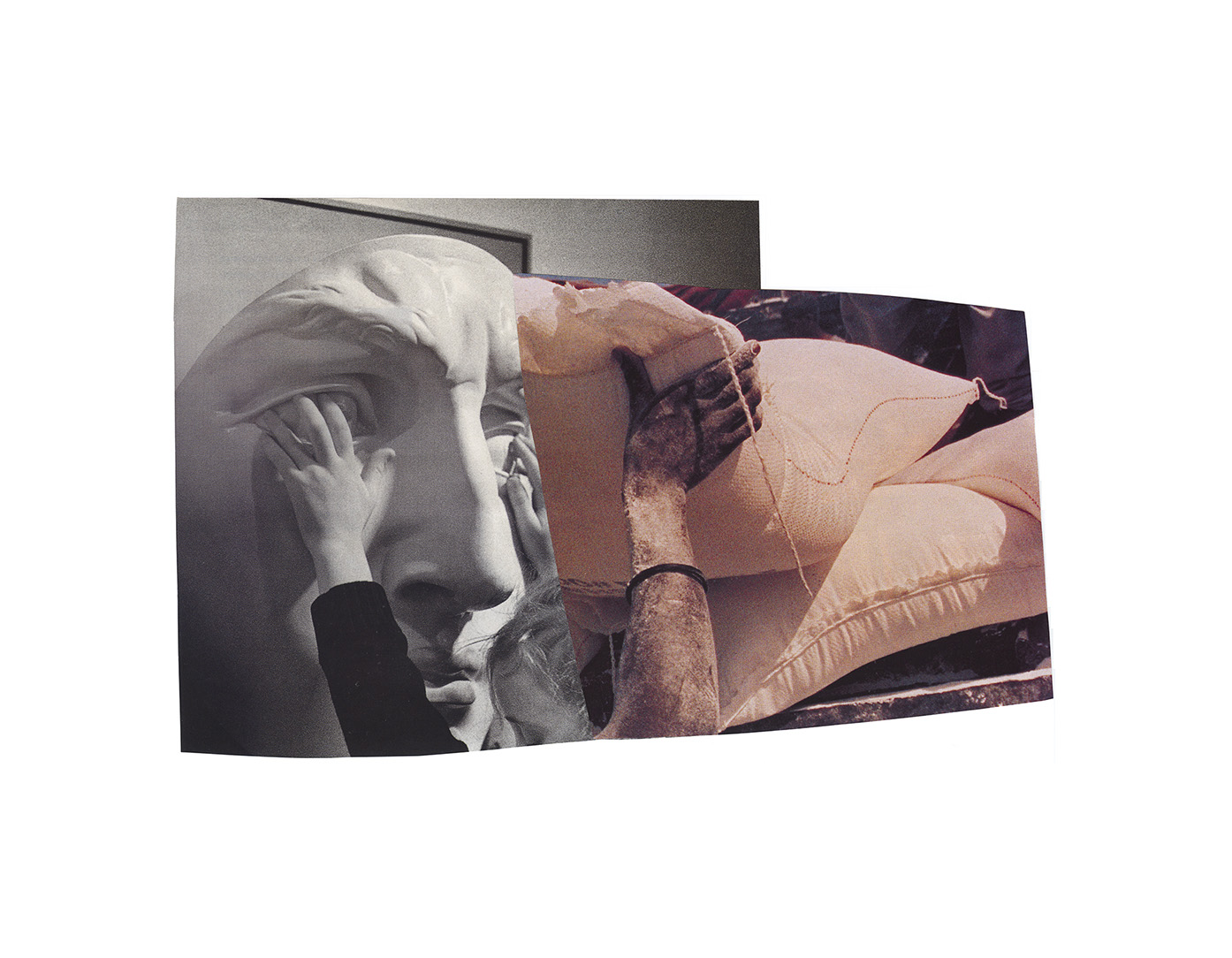 A collage of two photos with outstretched arms