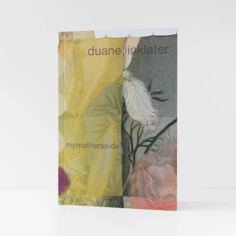 Cover of exhibition monograph Duane Linklater: mymothersside with an abstract fabric artwork