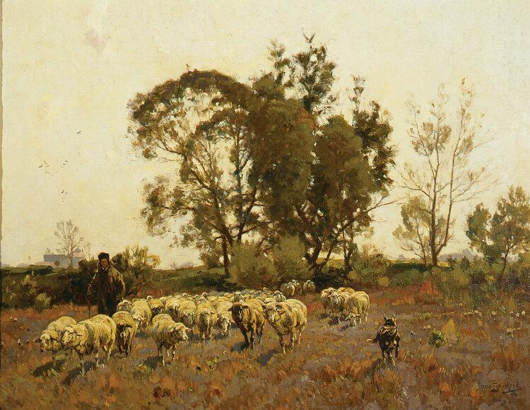 Otto Strützel. Autumn Morning with Sheep, n.d.