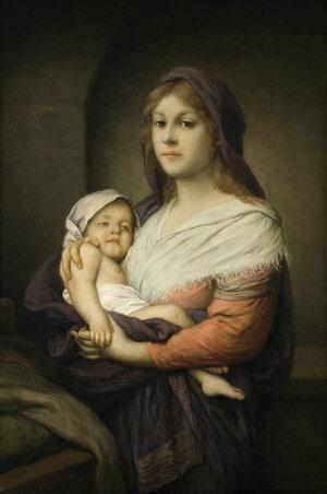 Gabriel von Max. Mutter und Kind (Mother and Child), ca. 1909. 