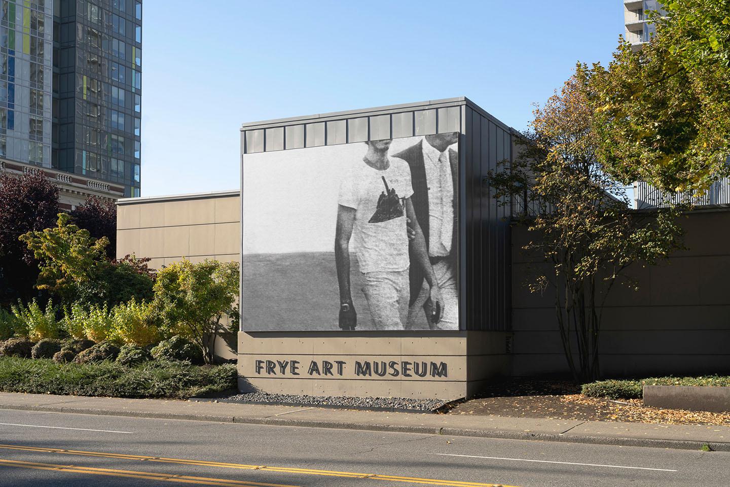 A photo of a large print on the side of the Frye Art Museum