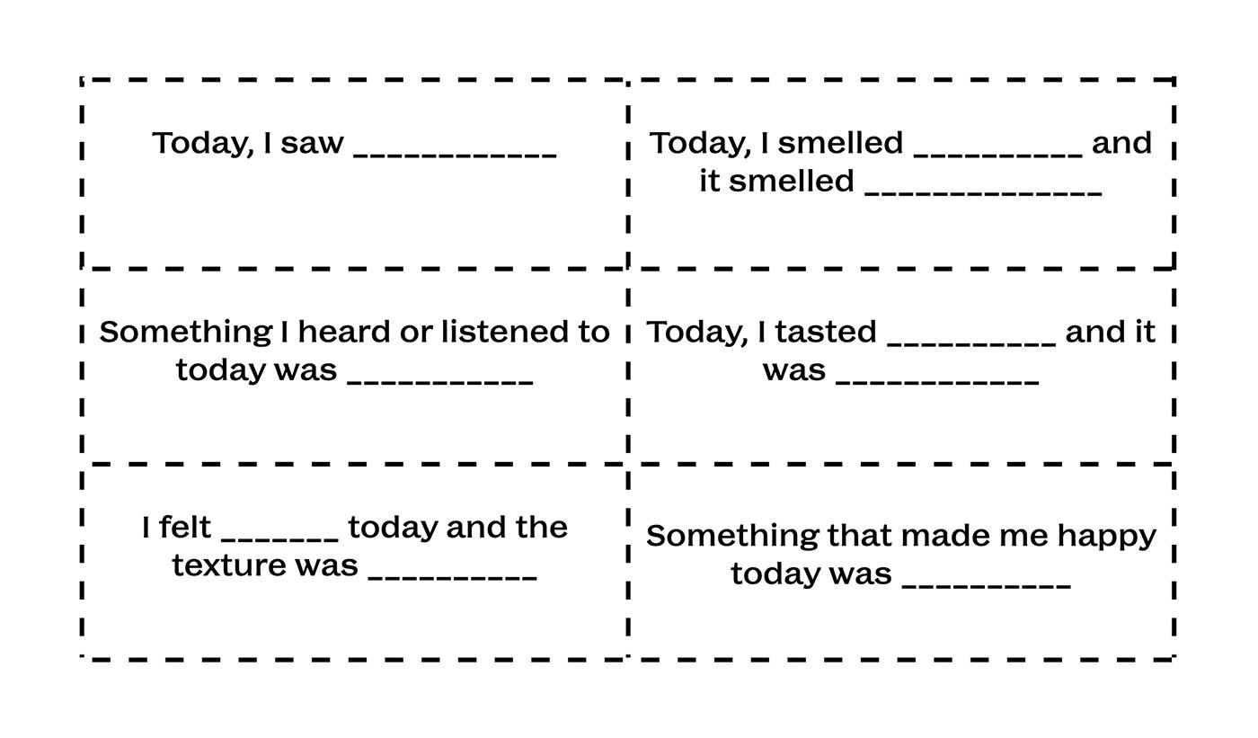 An image a memory worksheet with prompts for talking about events of the day