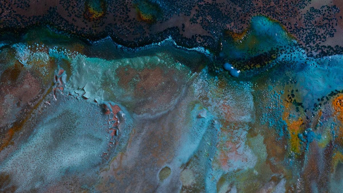 Copper in the process of rusting