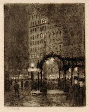 Paul Morgan Gustin. Pioneer Square, 1912. 