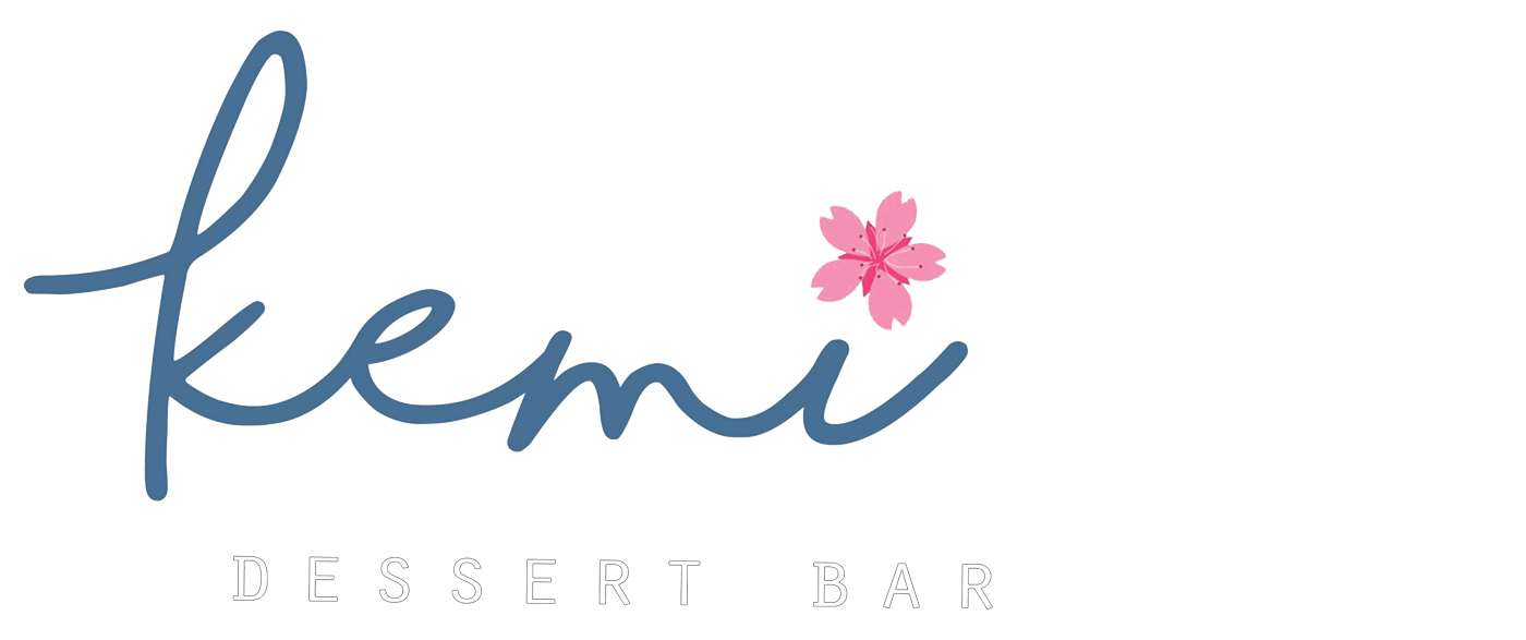 Logo reading kemi dessert bar with a pink flower